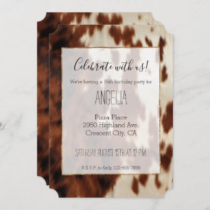 Brown Black White Cowhide Invitation