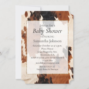 Brown Black White Cowhide Invitation