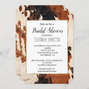 Brown Black White Cowhide Invitation