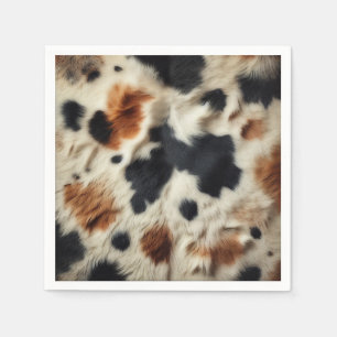 Brown Black White Cowhide Print Country Western Napkin