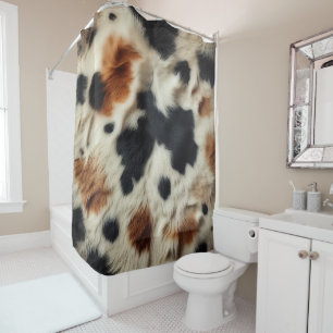 Brown Black White Cowhide Print Country Western Shower Curtain
