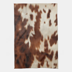 Brown Black White Cowhide Tea Towel