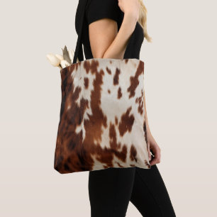 Brown Black White Cowhide Tote Bag