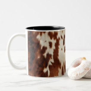 Brown Black White Cowhide Two-Tone Coffee Mug