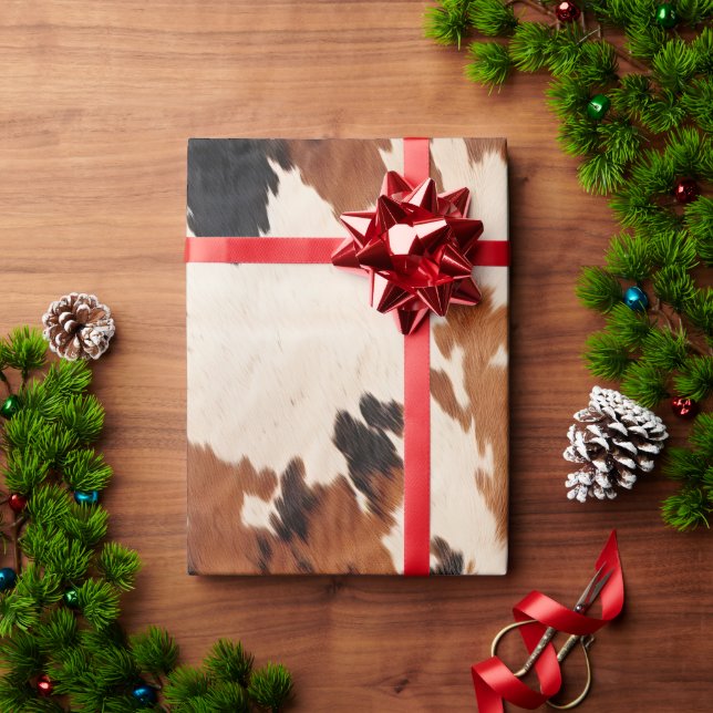 Brown Black White Cowhide Wrapping Paper (Holiday Gift)