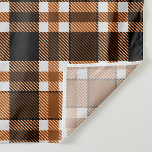 Brown Black White Flannel Tartan Pattern Design Fabric