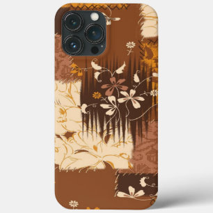 brown black white  flowers  iPhone 13 pro max case