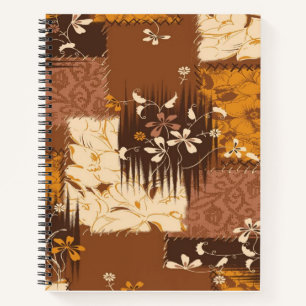 brown black white  flowers  notebook