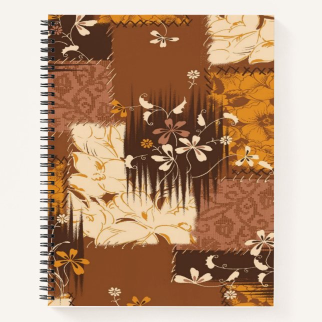 brown black white  flowers  notebook (Front)