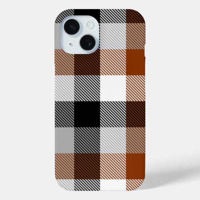 Brown Black White Twill Gingham Design  Case-Mate iPhone Case (Back)