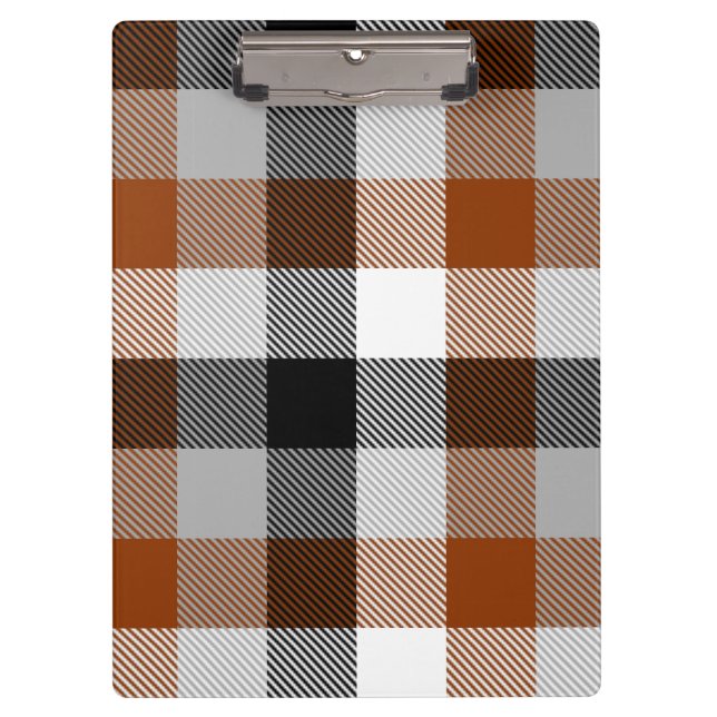 Brown Black White Twill Gingham Design  Clipboard (Front)