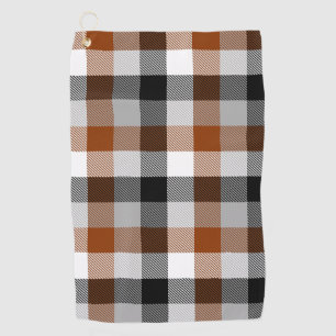 Brown Black White Twill Gingham Design Golf Towel
