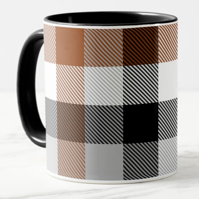 Brown Black White Twill Gingham Design  Mug (Creator Uploaded)