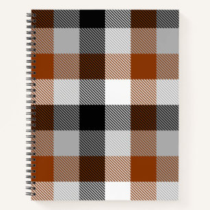 Brown Black White Twill Gingham Design Notebook