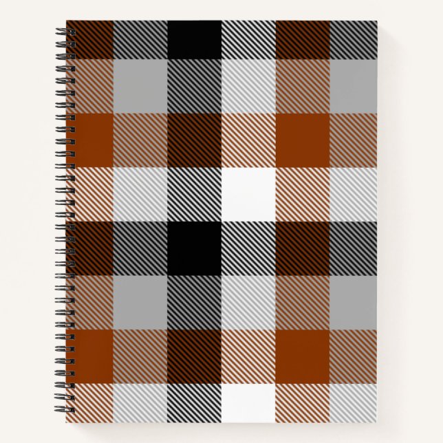 Brown Black White Twill Gingham Design  Notebook (Front)