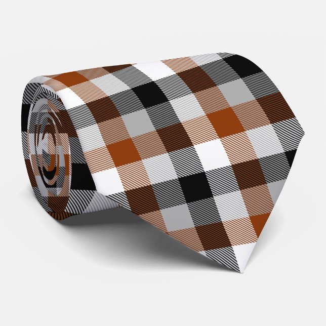 Brown Black White Twill Gingham Design  Tie (Creator Uploaded)