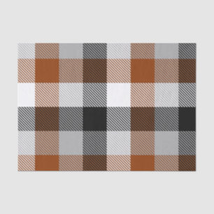 Brown Black White Twill Gingham Design Tissue Paper