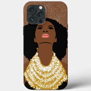 brown Black Woman Looking Up With Tribal Necklace iPhone 13 Pro Max Case