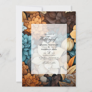 Brown Blend Floral Winter Wedding Invitation