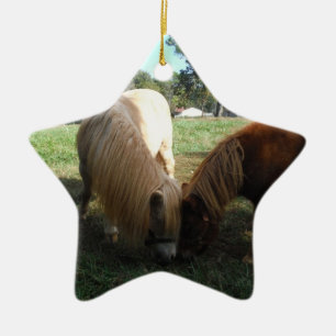 Brown Blonde," Miniature Horses"Two Little Ponies Ceramic Tree Decoration