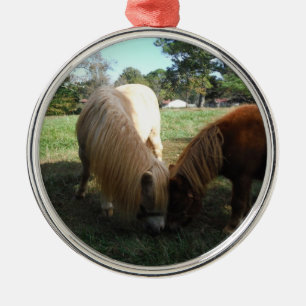 Brown Blonde," Miniature Horses"Two Little Ponies Metal Tree Decoration