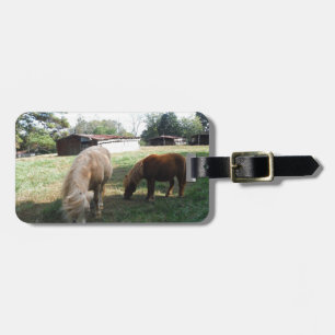 Brown Blonde, Two Miniature Horses, "Little Pony " Luggage Tag