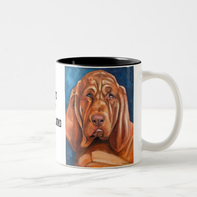 Brown Bloodhound oil painting mug  (Right)