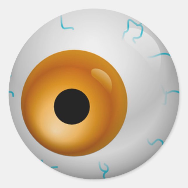 Brown Bloodshot Zombie Eyeball Halloween Classic Round Sticker (Front)