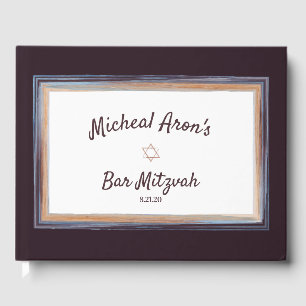 Brown Blue Abstract Bar Mitzvah Guest Book