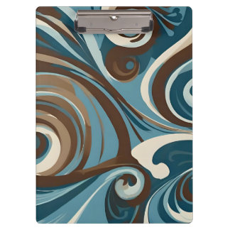 Brown, Blue, and Cream Abstract Clipboard