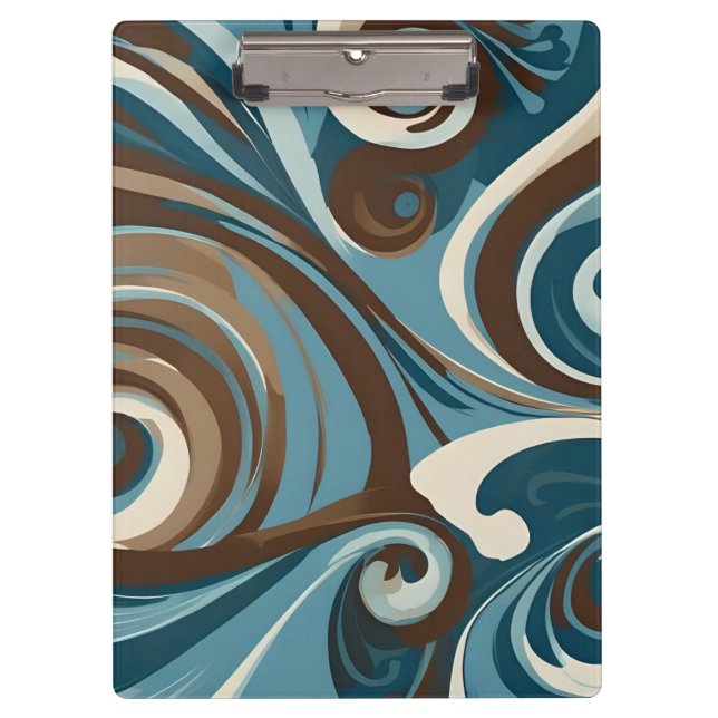 Brown, Blue, and Cream Abstract Clipboard (Front)