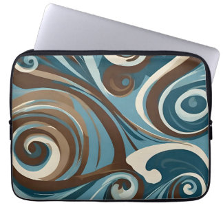 Brown, Blue, and Cream Abstract Laptop Sleeve