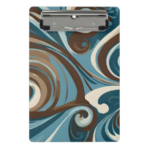 Brown, Blue, and Cream Abstract Mini Clipboard