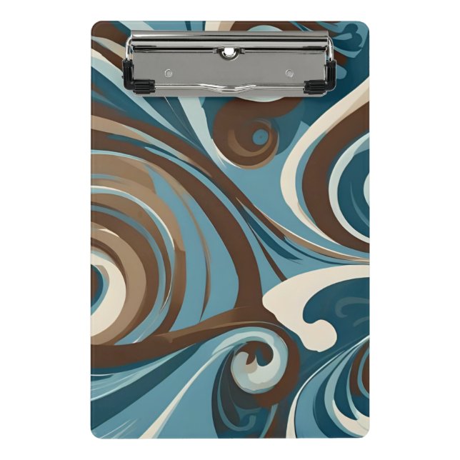 Brown, Blue, and Cream Abstract Mini Clipboard (Front)