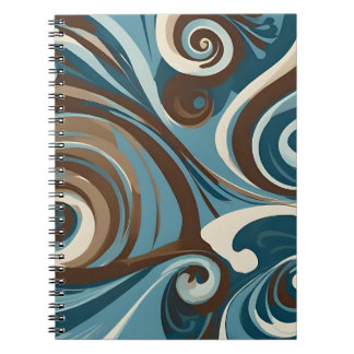 Brown, Blue, and Cream Abstract Notebook