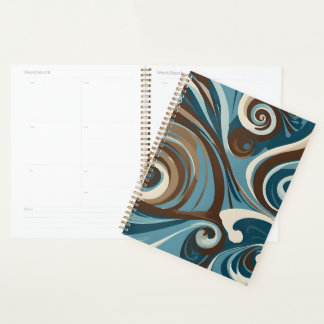Brown, Blue, and Cream Abstract Planner