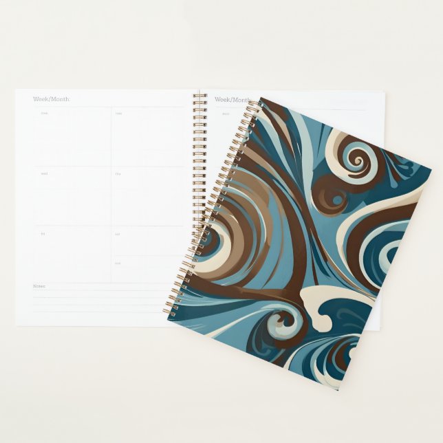 Brown, Blue, and Cream Abstract Planner (Display)