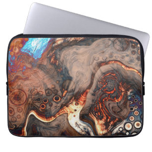 Brown, blue and Orange Modern Art   Laptop Sleeve