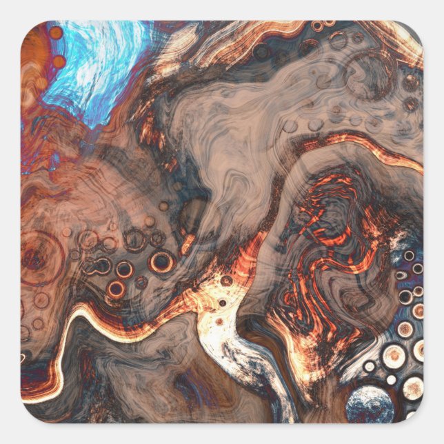 Brown, blue and Orange Modern Art    Square Sticker (Front)