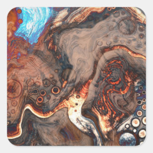 Brown, blue and Orange Modern Art Square Sticker