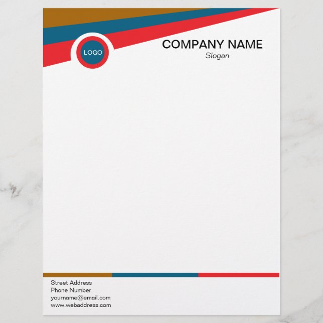 Brown Blue and Red Triangles Custom Letterhead (Front)
