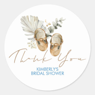 Brown Blue and Sage Green Baby Shower Thank You Classic Round Sticker
