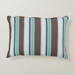 Brown, Blue and Teal Striped Decorative  Accent Pi Decorative Cushion