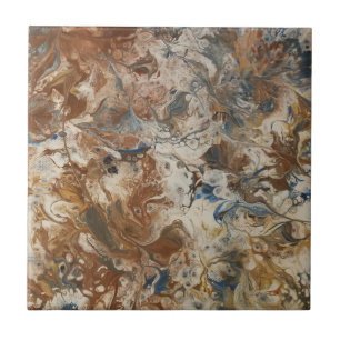 Brown, Blue, and White Abstract Tile