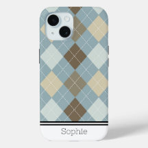Brown & Blue Argyle Custom Samsung