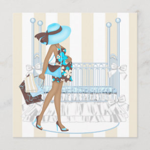 Brown Blue Baby Boy Shower Invitation
