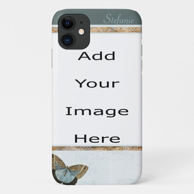 Brown & Blue Butterfly Case-Mate iPhone Case (Back)