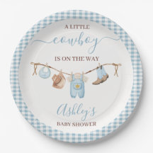 Brown Blue Cothesline Cowboy Baby Shower