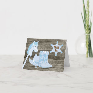 Brown Blue Cowboy Baby Shower Thank You Cards