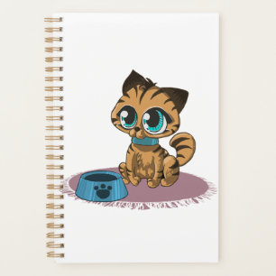 BROWN BLUE-EYED KITTEN ON A PURPLE MAT PLANNER